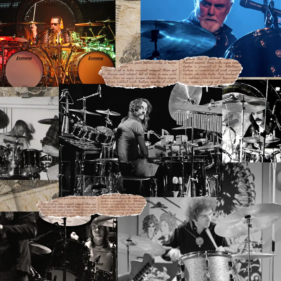 collage of rock drummers