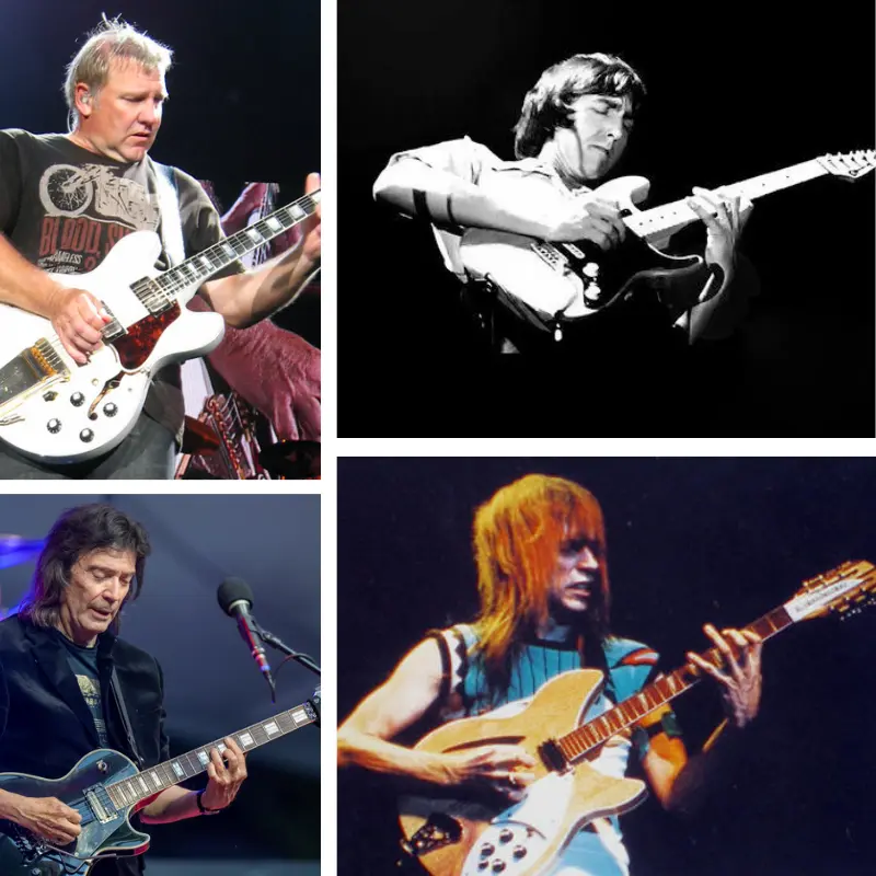collage of prog rock guitarists